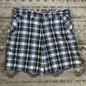 Lululemon White Black Blue Plaid Shorts 38x8.5